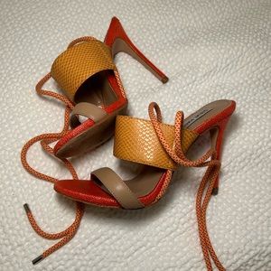 Steve Madden orange crocodile heels